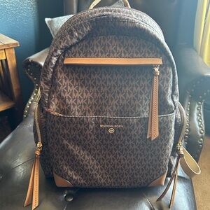 Michael Kors - Prescott Large Signature Logo Print Woven Backpack